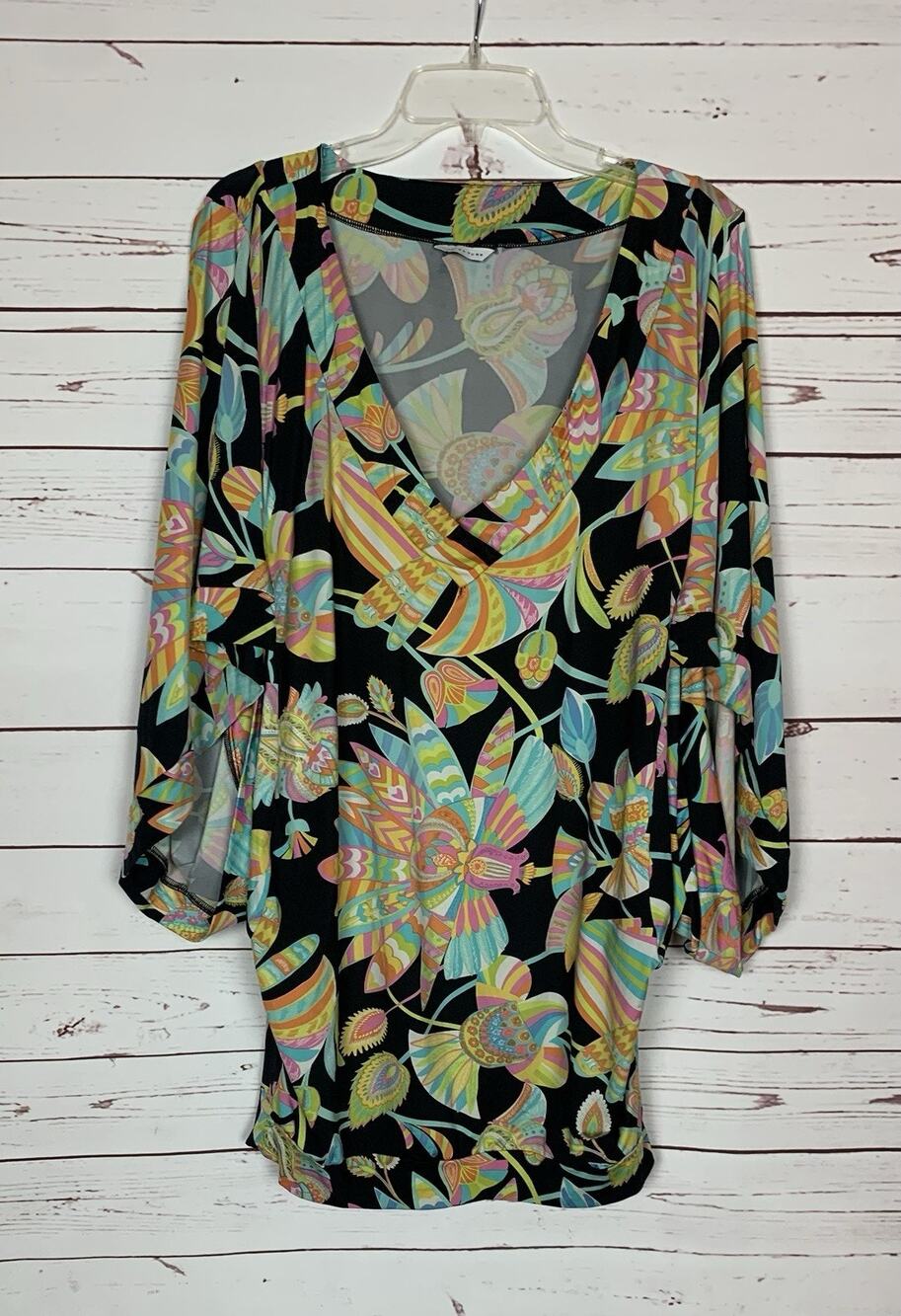 TRINA TURK Women's M Medium Black Floral Beach Swimsuit Cute Dress Cover Up $144